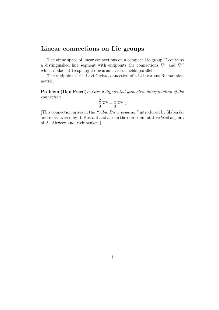 linear connections on lie groups