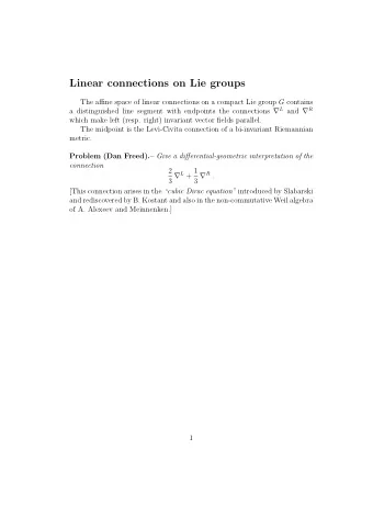 Linear connections on Lie groups The affine space of linear connections on a compact Lie group G