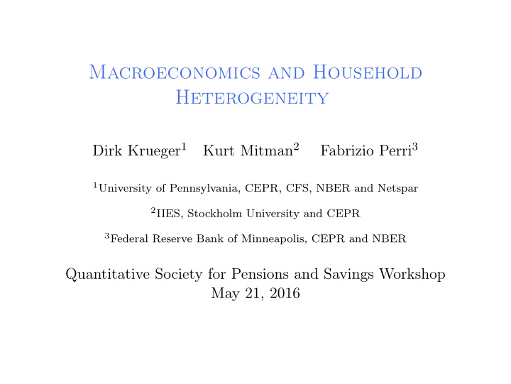 macroeconomics and household heterogeneity