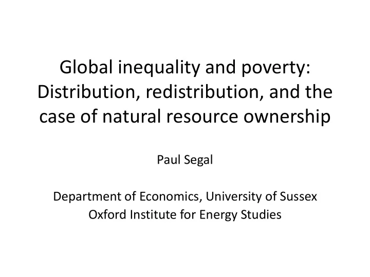 global inequality and poverty