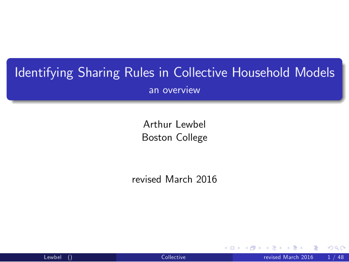 identifying sharing rules in collective household models