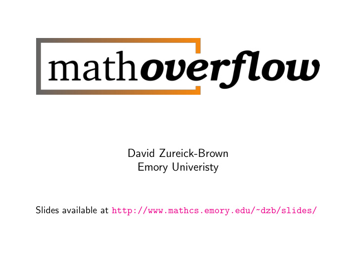 david zureick brown emory univeristy