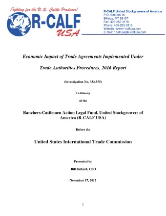 Economic Impact of Trade Agreements Implemented Under  Trade Authorities Procedures, 2016 Report