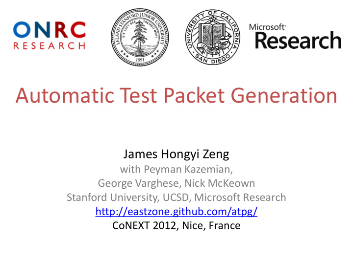 automatic test packet generation