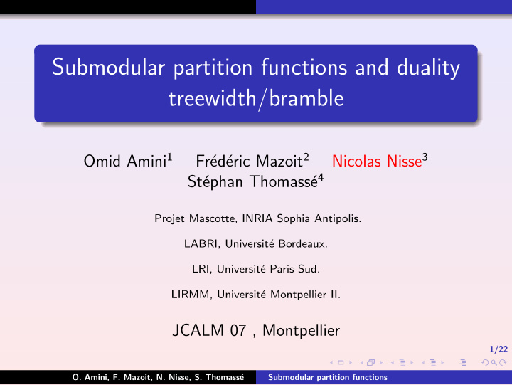 submodular partition functions and duality treewidth