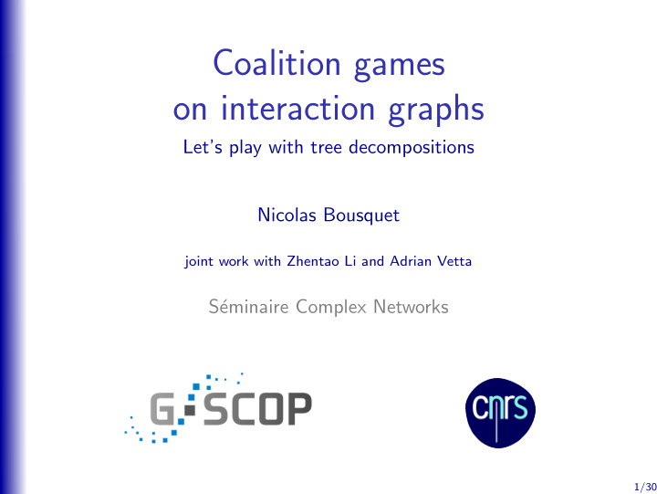 coalition games on interaction graphs