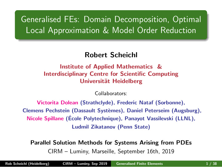generalised fes domain decomposition optimal local