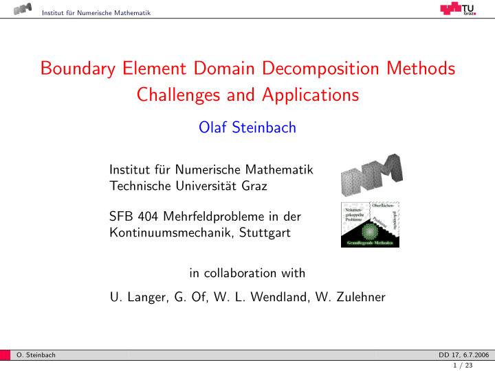 boundary element domain decomposition methods challenges