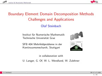 Boundary Element Domain Decomposition Methods  Challenges and Applications  Olaf Steinbach
