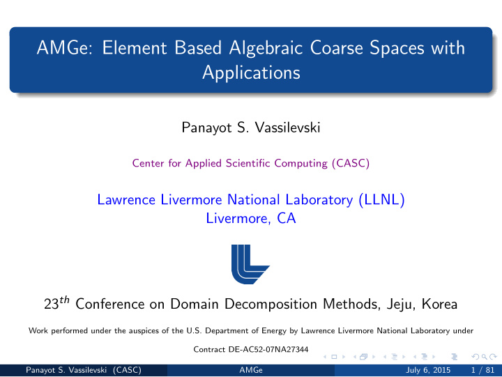 amge element based algebraic coarse spaces with