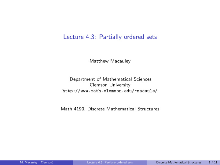 lecture 4 3 partially ordered sets