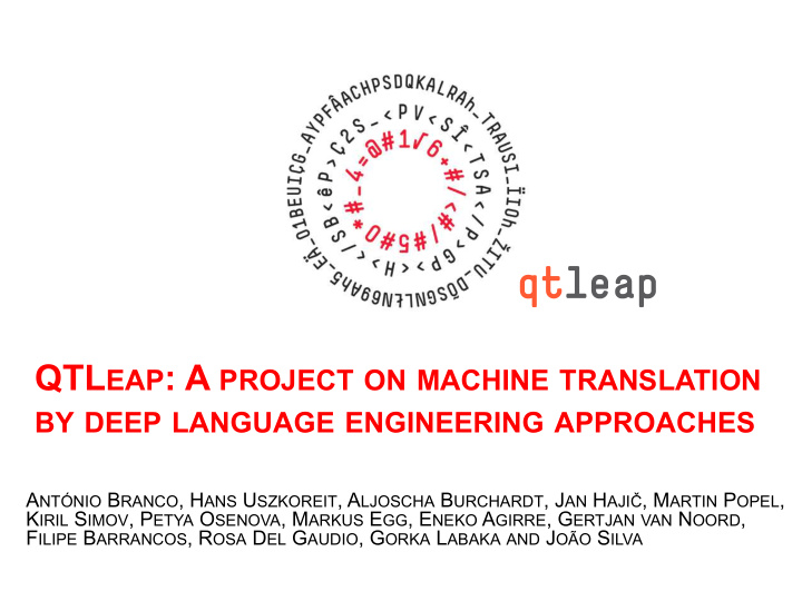 qtl eap a project on machine translation by deep language