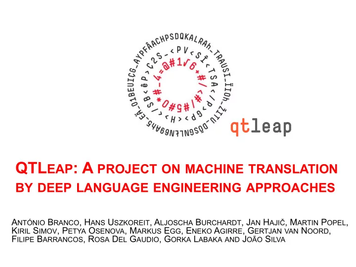 qtl eap a project on machine translation by deep language