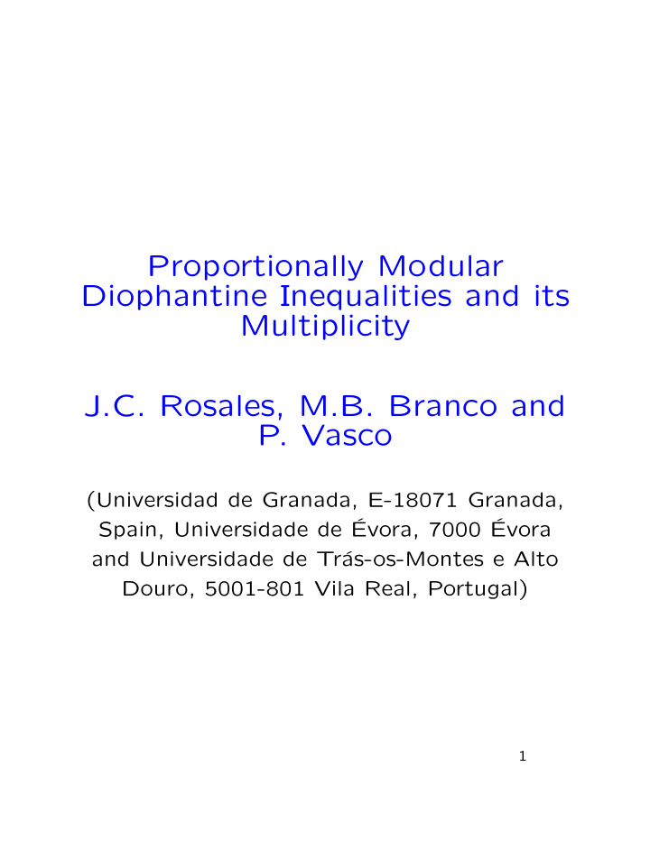 proportionally modular diophantine inequalities and its