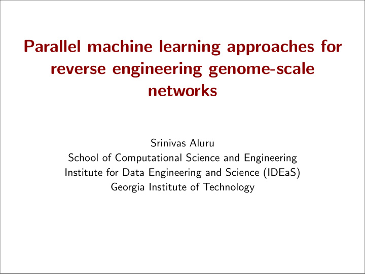 parallel machine learning approaches for reverse