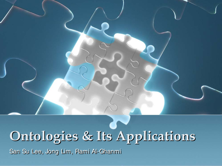 ontologies its applications ontologies its applications