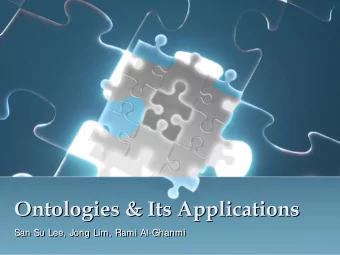 Ontologies &amp; Its Applications  Ontologies &amp; Its Applications  San Su Lee, Jong Lim, Rami