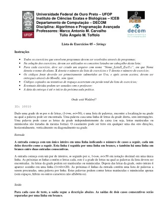 Universidade Federal de Ouro Preto  UFOP  Instituto de Cincias Exatas e Biolgicas  ICEB