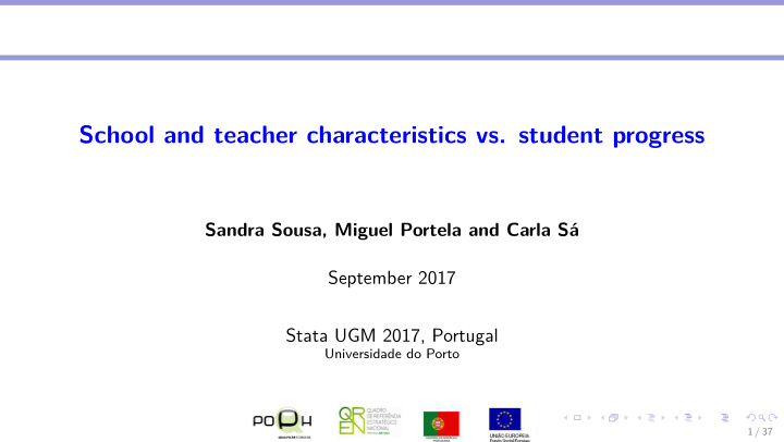 school and teacher characteristics vs student progress