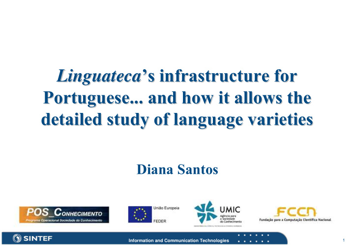 s infrastructure for s infrastructure for linguateca