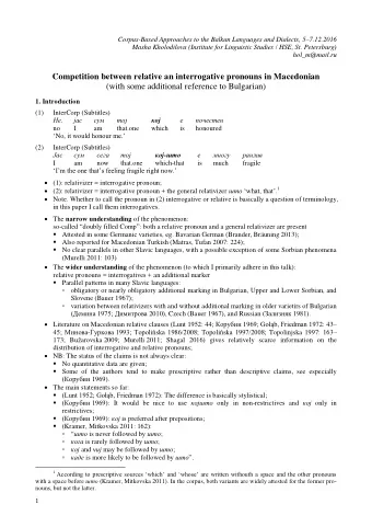 Competition between relative an interrogative pronouns in Macedonian  (with some additional