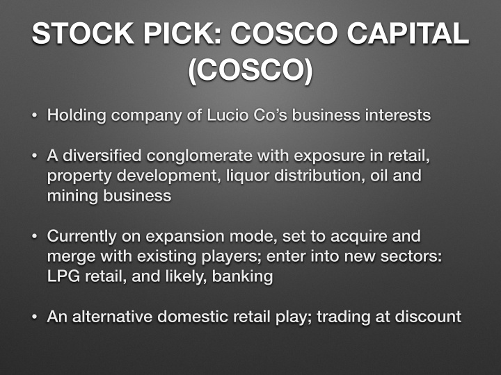 stock pick cosco capital cosco