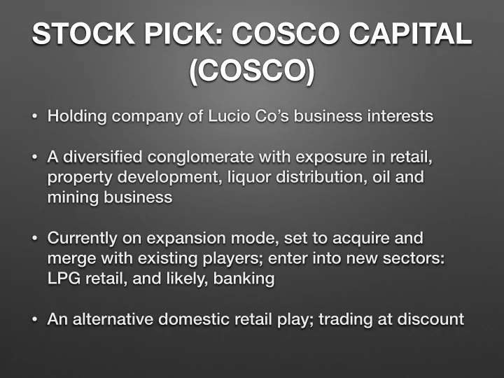 stock pick cosco capital cosco