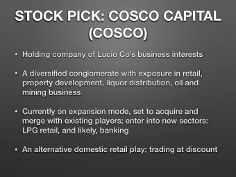 STOCK PICK: COSCO CAPITAL  (COSCO)  Holding company of Lucio Cos business interests  A