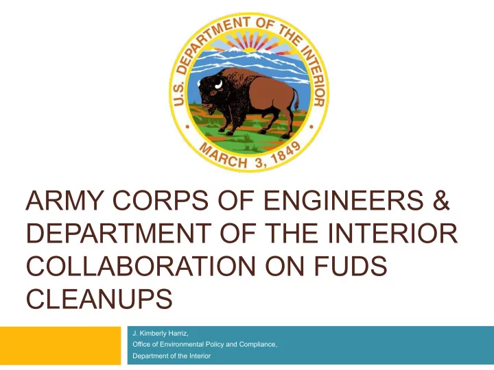 army corps of engineers department of the interior