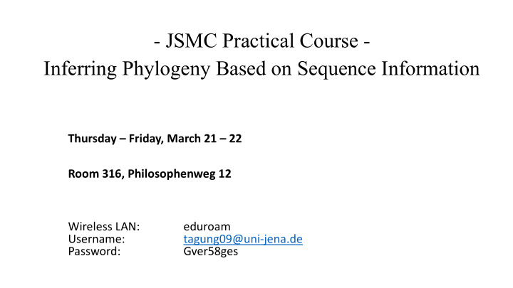 jsmc practical course inferring phylogeny based on