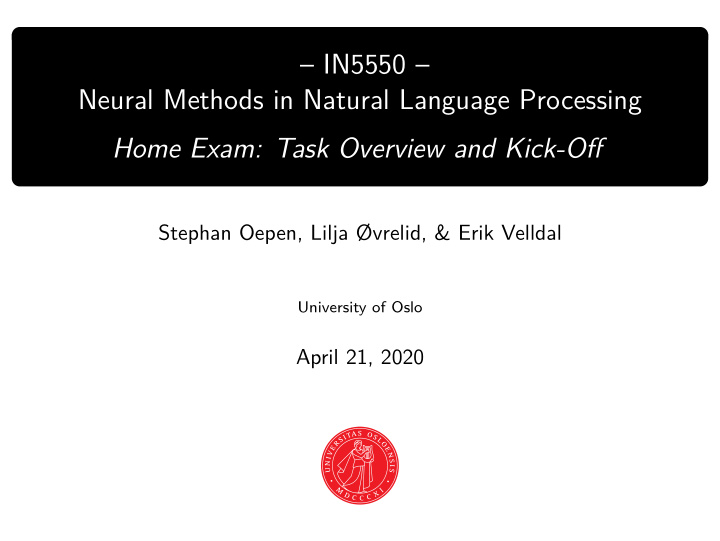 in5550 neural methods in natural language processing home