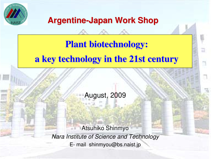 plant biotechnology plant biotechnology a key technology