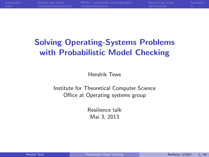 solving operating systems problems with probabilistic