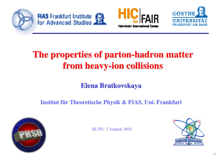 the properties of parton hadron matter hadron matter the