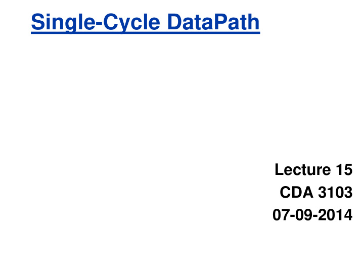 single cycle datapath