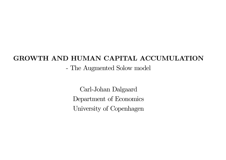 growth and human capital accumulation the augmented solow