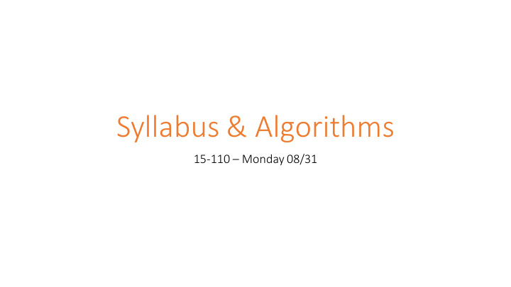 syllabus algorithms