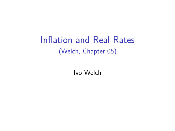 inflation and real rates