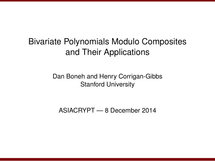 bivariate polynomials modulo composites and their