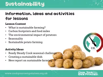 Sus  Sustainability  ainability  Information, ideas and activities  for lessons  Lesson Content
