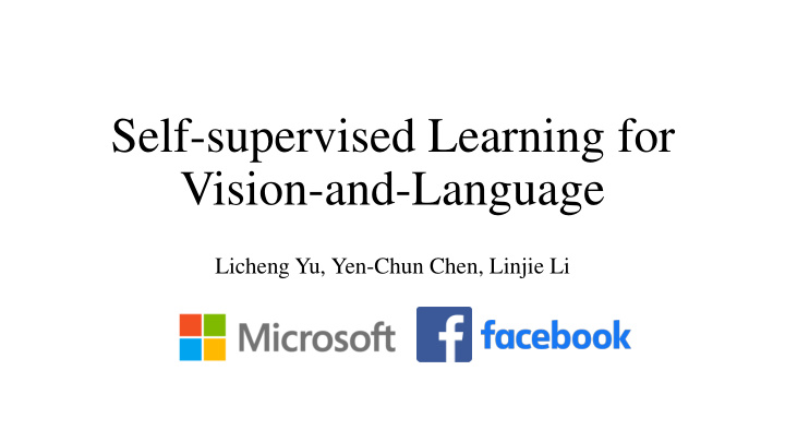 self supervised learning for