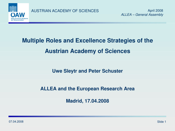 multiple roles and excellence strategies of the austrian