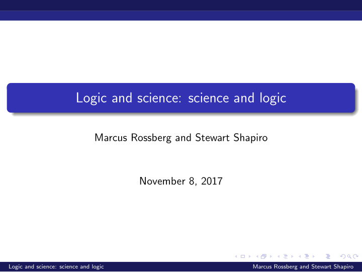 logic and science science and logic
