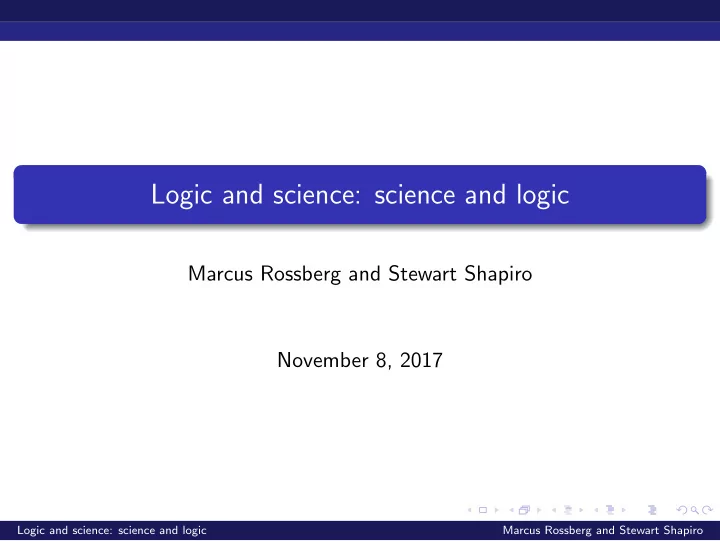 logic and science science and logic
