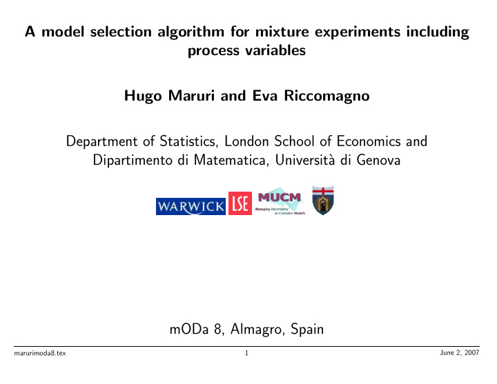 a model selection algorithm for mixture experiments