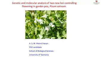 Genetic and molecular analysis of two new loci controlling flowering in garden pea, Pisum sativum .