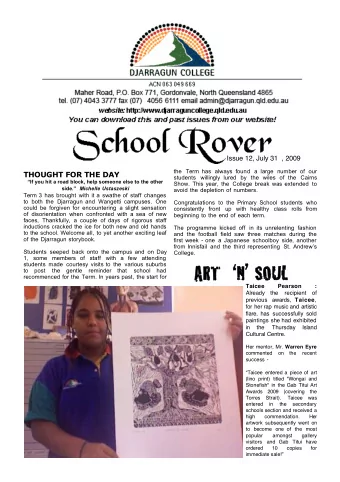 ART  N  ART  N SOUL  SOUL  to post  the  gentle  reminder that  school had  recommenced