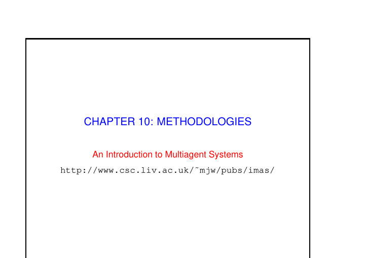 chapter 10 methodologies