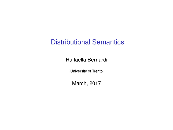 distributional semantics
