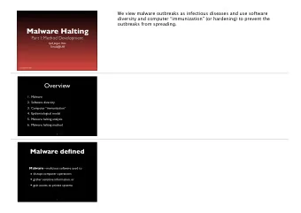 Malware Halting  Part I: Method Development  Kjell Jrgen Hole  Simula@UiB  Last updated 16.05.17